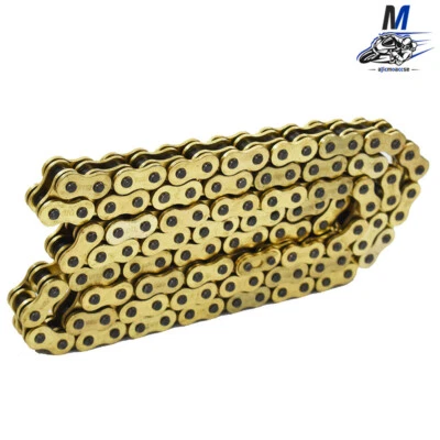 Cadena de transmisión color dorado 520 x114 ATV moto 520 paso 114 eslabones con junta tórica Foto 1 de 4