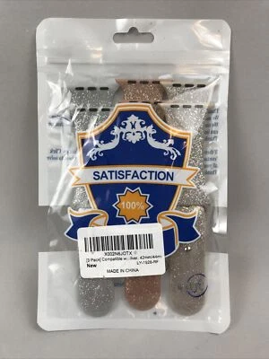 Paquete de 3 correas de reloj RoHS, 42 mm - 44 mm, oro, plata, oro rosa brillo - NUEVO  Foto 1 de 4