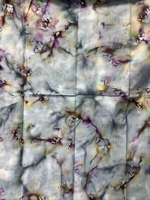 Batik Cotton Fabric - Blue w/Purple/Yellow/Green Splashes, 21.5" x 41" - Image 1 of 2