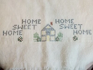 Counted cross stitch hand towel. 100% cotton Home Sweet Home Hand embellishment  - Picture 1 of 5