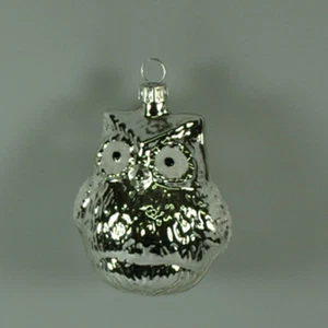 Lauschaer Glas Christbaumschmuck 3 große Eulen silber - Picture 1 of 5