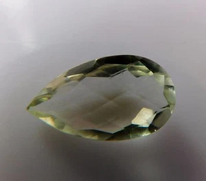 Beautiful 6.55 Ct Genuine Prasiolite Checker Cut Pear Shape Gemstone 17x10mm - Picture 1 of 5