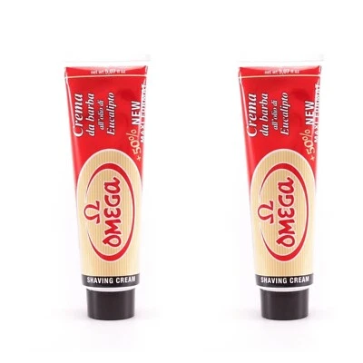 Tubo de crema de afeitar Omega de eucalipto de Italia - Paquete de 2 Foto 1 de 4
