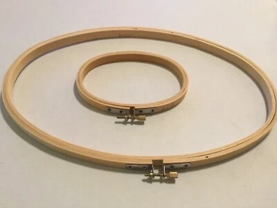 SET OF 2! 0VAL 8” X 12" & 3 1/2”X 5” WOODEN EMBROIDERY HOOPS! - Image 1 of 4