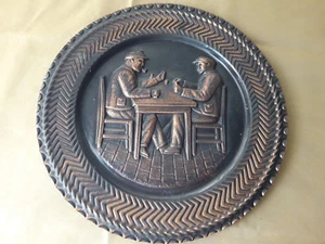 Piatto decorativo in rame : i giocatori di carte - Foto 1 di 4