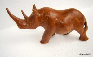 Rinoceronte de madera sólida de teca tallada a mano de colección (rinoceronte de Kenia) 9 X 3,5" ~ África - Imagen 1 de 7