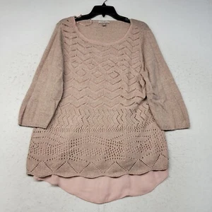 Roz & Ali Pullover Damen Plus 2X Rosa Strick Gefüttert 3/4 Arm Stretch Pulli - Bild 1 von 9