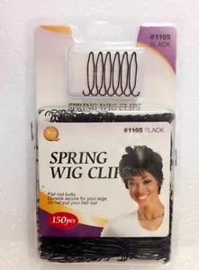 M&M QFITT SPRING WIG SCLIPS DIY #1105 BLACK 150PC/EA KEEP YOUR WIG IN PLACE - Picture 1 of 3