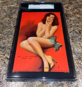 1940s Mutoscope Pin Up Girl See, I Can Imitate Birds Too SGC Grade 84 NM 7 - Picture 1 of 4