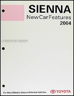 Toyota Sienna 2004 características manual de entrenamiento de servicio 04 características de reparación de auto nuevo Foto 1 de 1