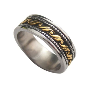 Kingka Ring Herrenring 316L Edelstahl handgefertigt Silber Gold mattglänzend