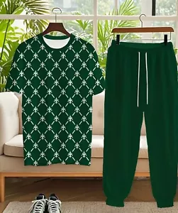 Men Casual Outfit 2-Piece Set Shirt and Pants Sweatsuit Hip Hop Print BIG 5XL - Picture 1 of 6