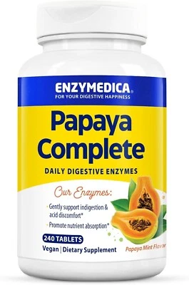 Enzymedica, Papaya Completa, Enzimas Digestivas Diarias, 240 Comprimidos Masticables Foto 1 de 4