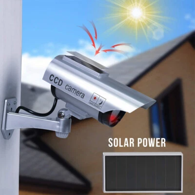 Solar Powered Dummy Fake Security Camera CCTV with LED IR Light - Image 1 of 4