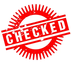 CHECKED Checked Round stamp Self-inking 43mm round Business Logo Name - Picture 1 of 1