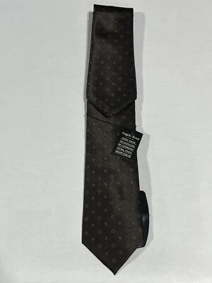 Corbata para Hombres Angelo Rossi Marrón Patrón Floral Con Bolsillo Cuadrado a Juego NUEVA Foto 1 de 2