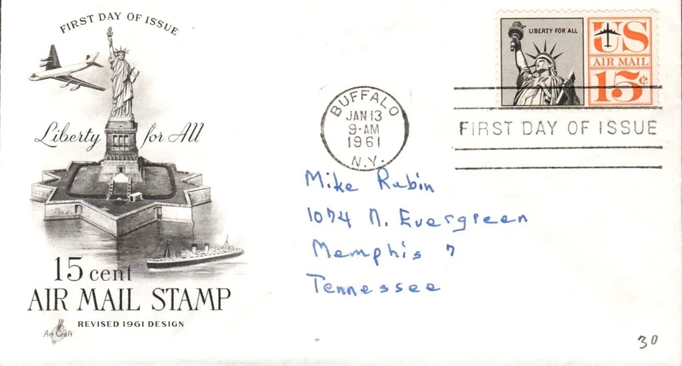 STATUE OF LIBERTY #C58 15¢ JAN 13 1961 BUFFALO NY FIRST DAY COVER FDC (FDC) BX7 - Image 1 of 1
