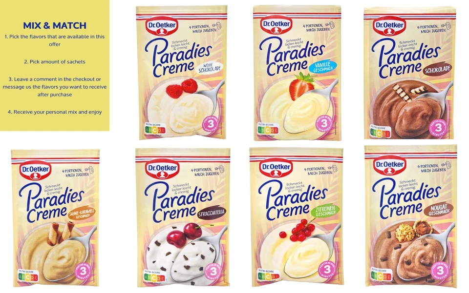 6 o 12 sobres Crema Dr. Oetker Pradise 🍲 Turrón Chocolate Blanco Vainilla Limón Foto 1 de 1