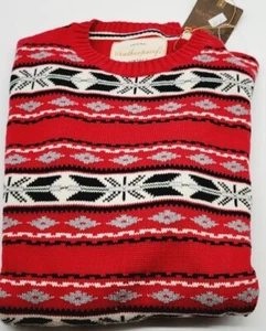 Weatherproof Vintage Men's Ski Sweater RED Multi Size SMALL Cotton Christmas - Picture 1 of 7