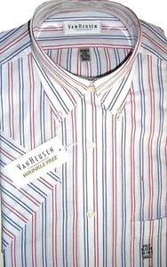 Van Heusen Hemd gestreift weiß Baumwollmischung Größe 14 - 14 1/2 Kurzarm - Bild 1 von 2