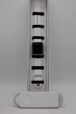 Apple Watch Sport 1. Gen 38mm Aluminumgehäuse Chrome A1553 + Armband Weiß M1001 - Bild 1 von 4