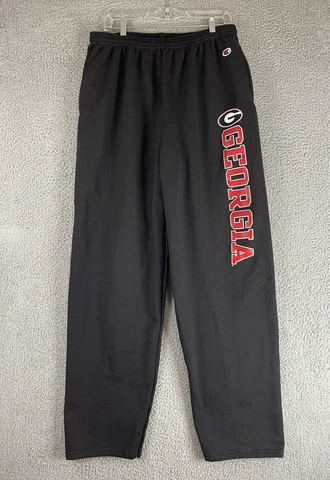 Champion Sweatpants Mens XL Georgia Bulldogs Drawstring Fleece Graphic Black Cover