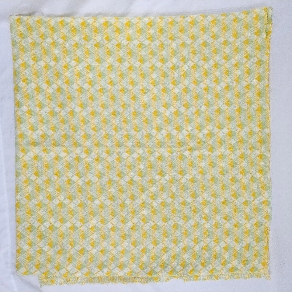Vintage Yellow and Green Baby Blanket Fabric Piece 1+ Yards - Image 1 of 4