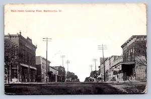 K2/ Martinsville Illinois Postcard c1910 Main Street West Stores 460 - Picture 1 of 4