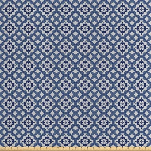 geometrisch Satin Stoff als Meterware Azulejo Mosaik-Muster - Bild 1 von 11