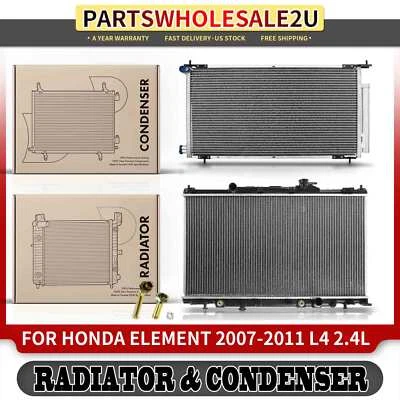 2Pcs Radiator & AC Condenser Kit for Honda Element 2007 2008 2009 2010 2011 2.4L - Изображение 1 из 4