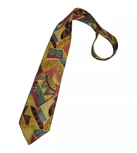 KENZO PARIS Mustard Geometric Art 100% Silk LUXURY Men's Tie ITALY  - Bild 1 von 4