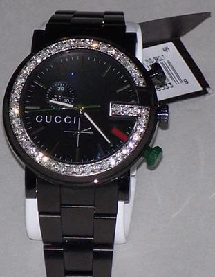 New Men's 101m Gucci chrono 1.92ct.aprx.custom set real  Diamond  Watch YA101331 - Image 1 of 4