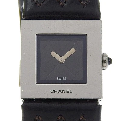 Relojes Chanel Matelasse H0116 esfera negra acero inoxidable/cuero cuarzo an... Foto 1 de 4