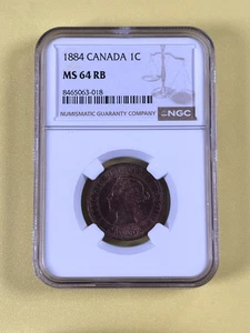 1884 Canada Large 1 Cent, NGC - MS64RB - Picture 1 of 4
