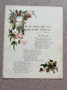 Antiker illustrierter Bibelvers Chromolithographie 1885 JOHANNES 15 Vers 9 - Bild 1 von 6