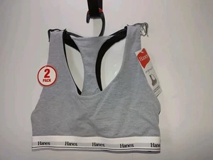 2 Pack Hanes Women's Originals Medium Racerback Bralette Stretch Cotton NWT - Picture 1 of 7