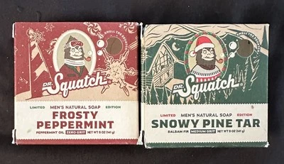 2x Dr Squatch BOXES ONLY No Soap Included Snowy Pine & Tar Frosty Peppermint - Image 1 of 2