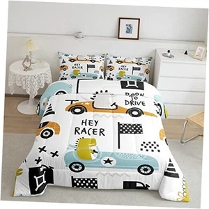 Cartton Car Kids Comforter Set Racing Sports Game Bedding Set Twin Multi 13 - Picture 1 of 8