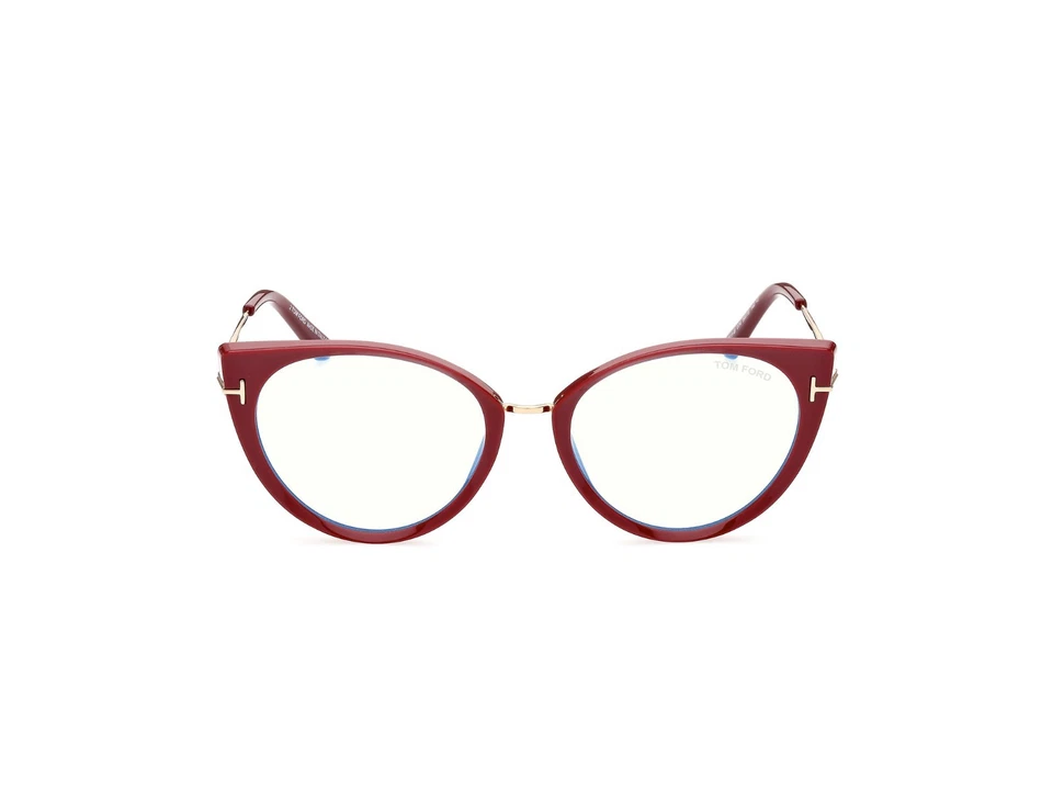 Óculos Tom Ford TF5815-B 074 vermelho gato armação de plástico 54-18-140 - Imagem 1 de 4