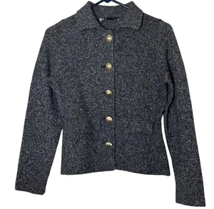 Chaqueta Cárdigan Zara S 100% Lana Gris Tejido Botones Dorados Silencioso Lujo Elegante - Imagen 1 de 24