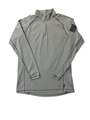 Ariat FR CAT 2 2112 Flame Resistant Quarter Zip Pullover Gray Men’s Size L Tall - Image 1 of 4
