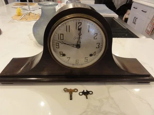 Antique SESSIONS Wooden Mantel Clock DULCIANA Model Mahogany Vintage With Keys - Picture 1 of 11