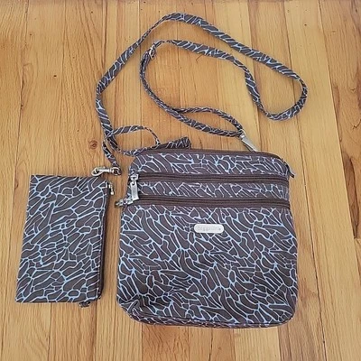 Bandolera Baggallini Marrón Azul Claro Estampado Animal 3 Cremallera Con Cartera Adjunta Foto 1 de 4