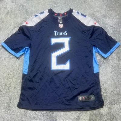 Camiseta Nike Tennessee Titans Julio Jones #2 XL para hombre XL azul marino NFL en el campo Foto 1 de 4