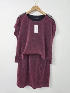 Mini Vestido Mango Violeta Mujer Talla Pequeña Rosa Brillo - Imagen 1 de 9