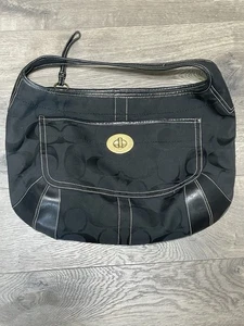 Coach Large Black Signature Ergo Turnlock Hobo Shoulder Bag 10765 - Picture 1 of 9