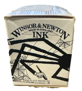 Botella de caligrafía arte gótico araña tinta india negra Winsor & Newton 951 de colección - Imagen 1 de 1