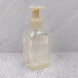 Bath & Body Works Glass Soap Dispenser Reusable Hands Bathroom Foaming Ribbed - Picture 1 of 9