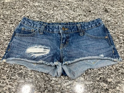 Mossimo 短裤女式 2/26 蓝色牛仔复古 100% 棉沙滩短裤!! — 第 1/4 张图片