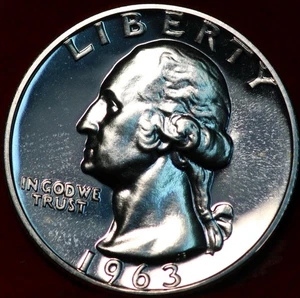 Uncirculated Proof 1963 Philadelphia Mint Silver Washington Quarter - Picture 1 of 2